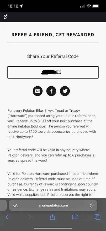 Peloton Referral Code