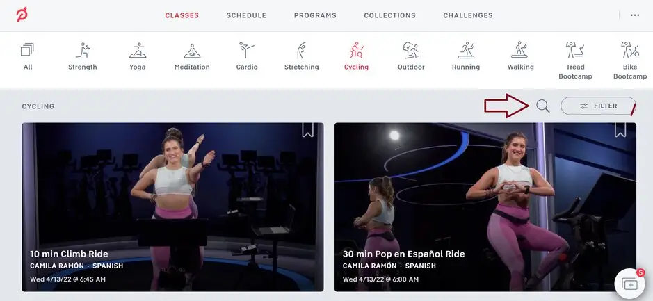 Search For Classes On Peloton