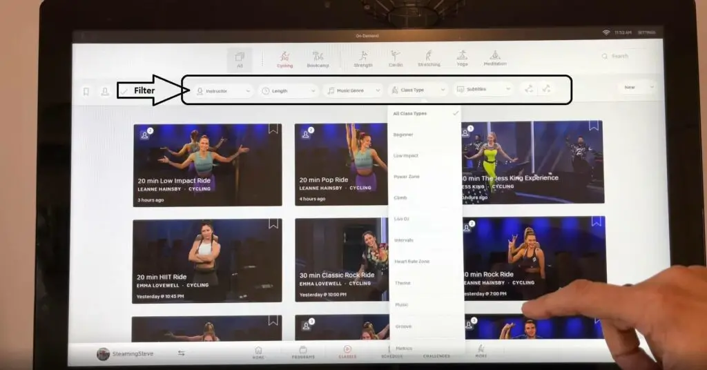 How to Filter Classes on the Peloton Bike and Tread