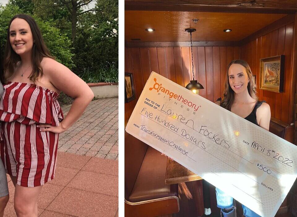 Orangetheory transformation challenge before and after Lauren Folkers picture