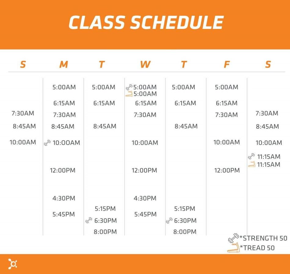 Orangetheory Tread 50 Class Schedule