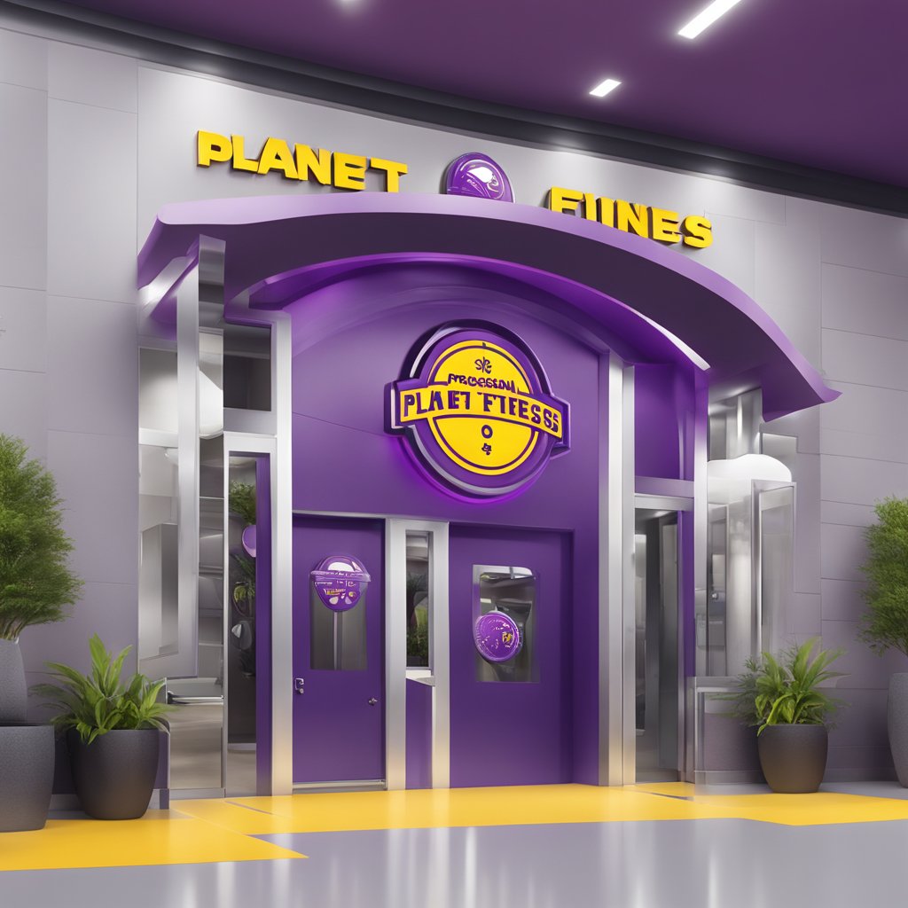 A Planet Fitness logo displayed alongside a Silver Sneakers logo on a gym entrance