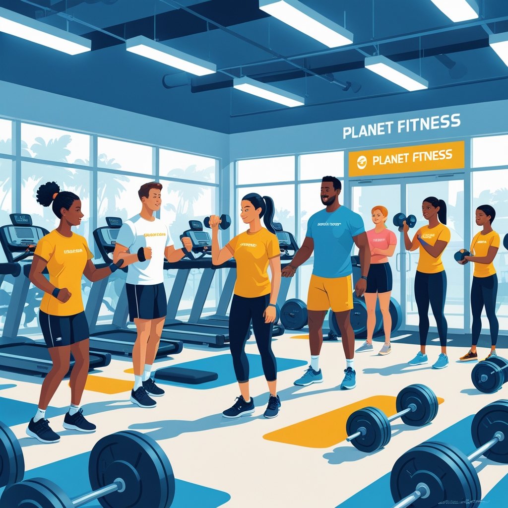 A diverse group of people of different ages exercising and receiving guidance inside a modern gym.
