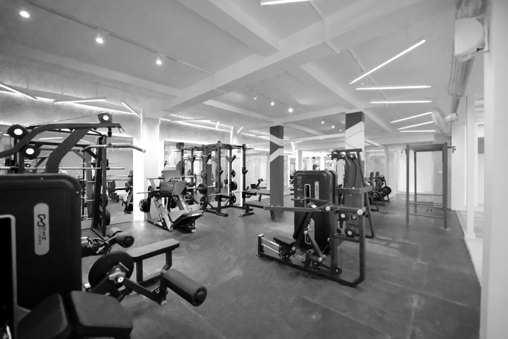 a gym with exercise equipment