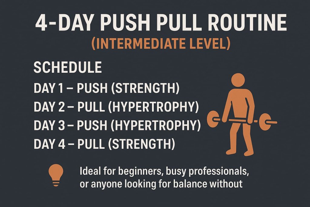 4-Day Push Pull Routine (Intermediate Level)