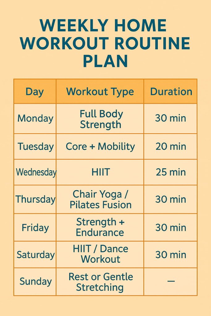 Sample Weekly Home Workout Routine