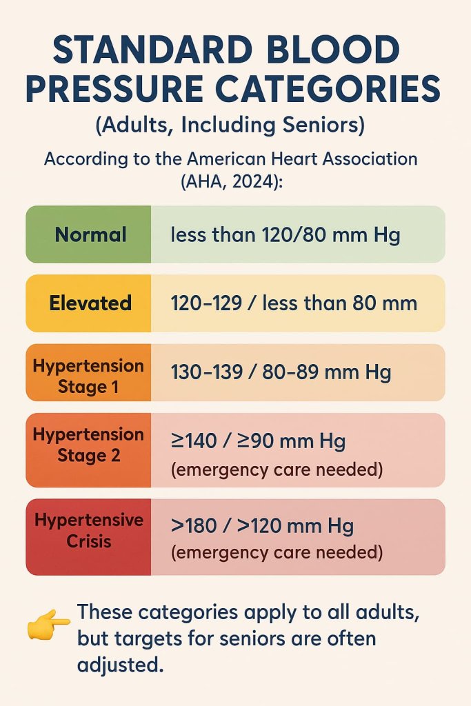 Standard Blood Pressure Categories (Adults, Including Seniors)