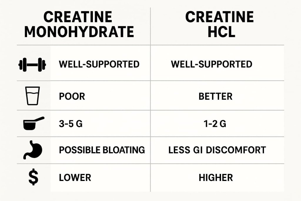 Creatine Monohydrate vs HCl: Head-to-Head Comparison