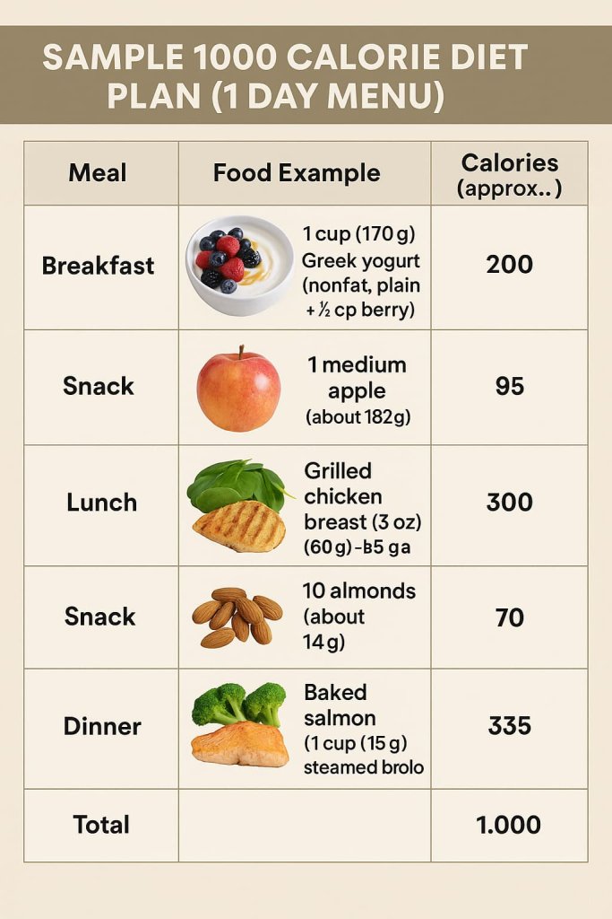 Sample 1000 Calorie Diet Plan (1 Day Menu)