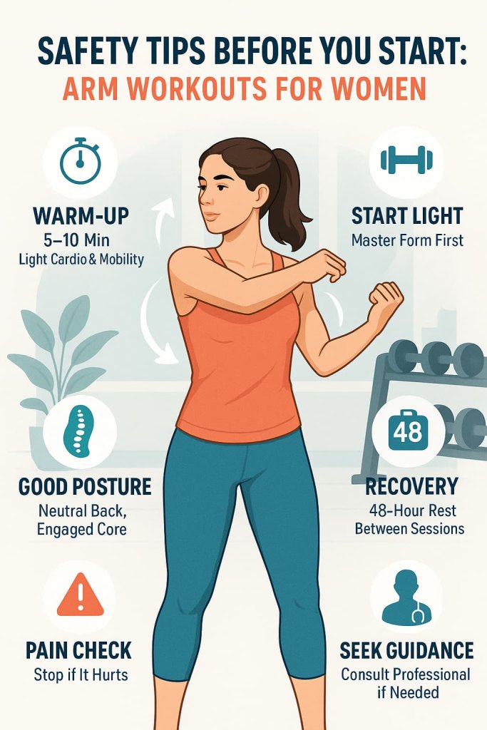 Safety Tips Before You Start Arm Workouts  for Women