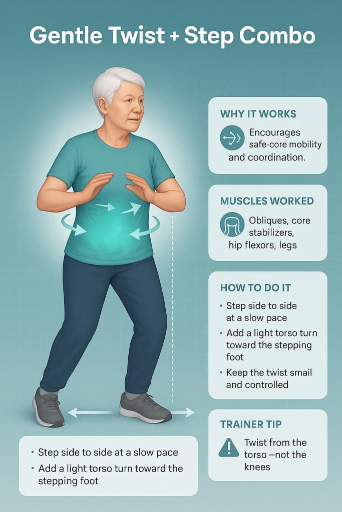Gentle Twist + Step Combo Dance Exercises for Seniors