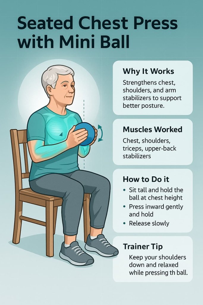 Seated Chest Press with Mini Ball