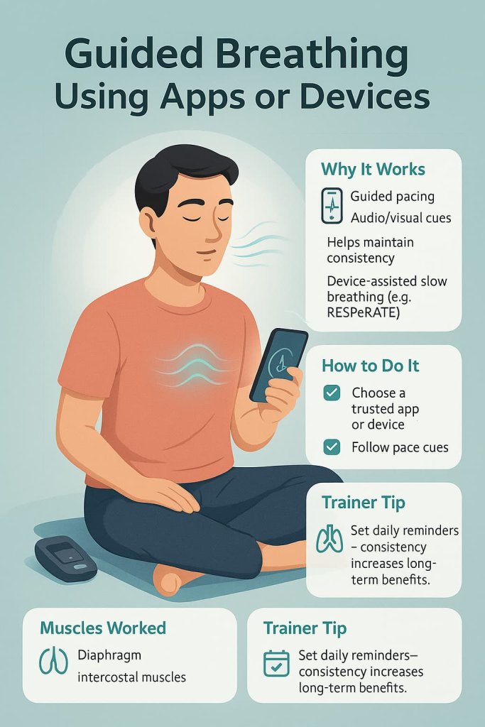 Guided Breathing Using Apps or Devices