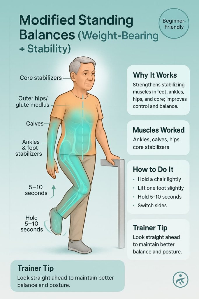 Modified Standing Balances (Weight-Bearing + Stability)