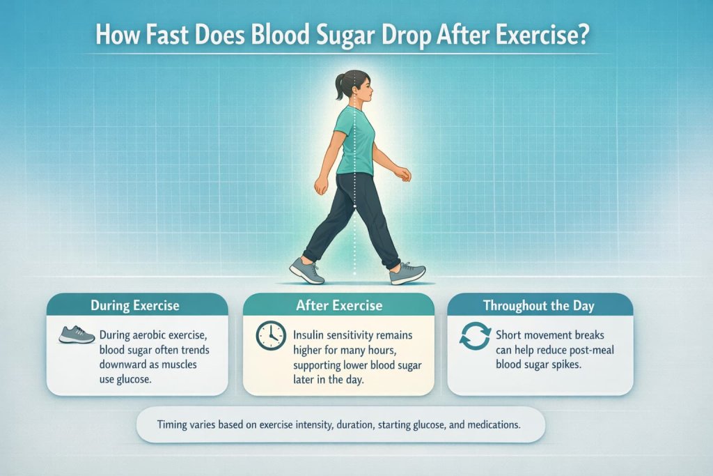 How fast does blood sugar drop after exercise