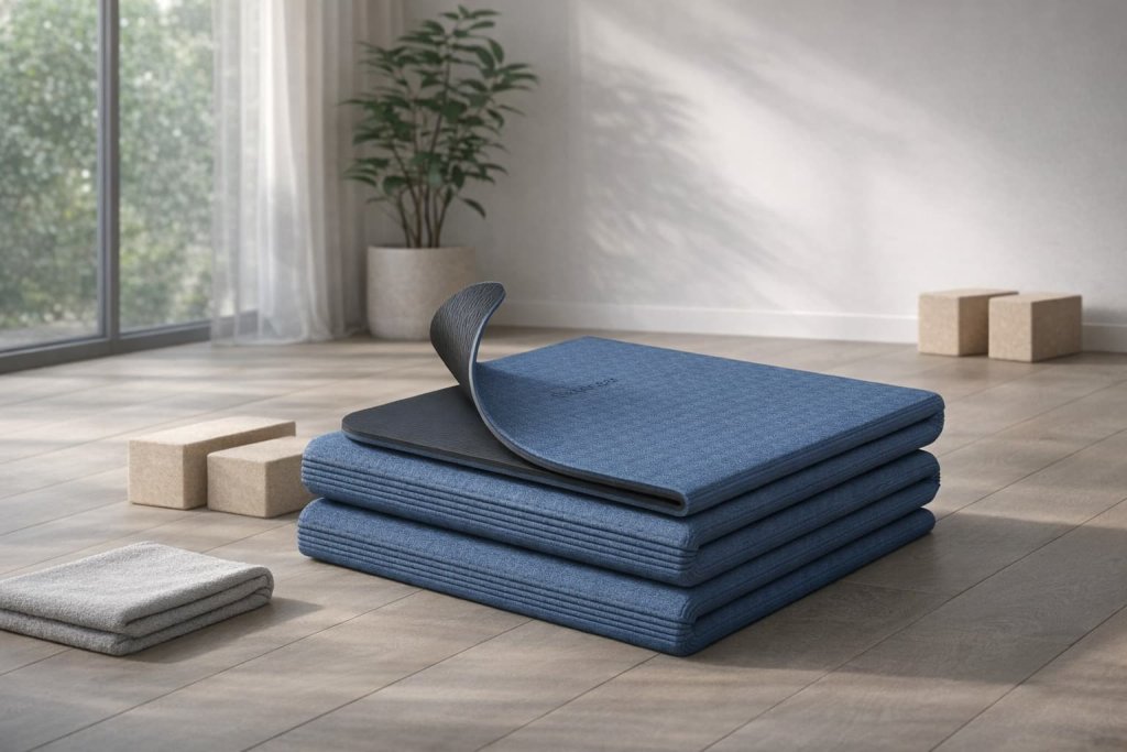 7. Readaeer Foldable Yoga Mat — Best for Cushioned Travel Practice