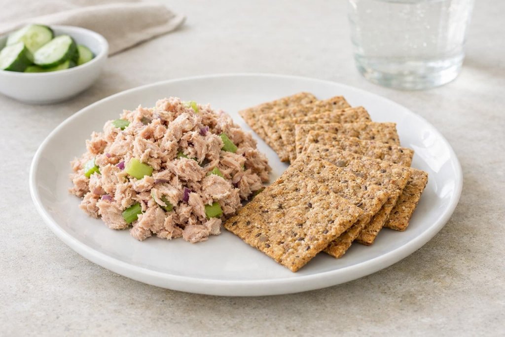 Tuna or Salmon With Whole-Grain Crackers