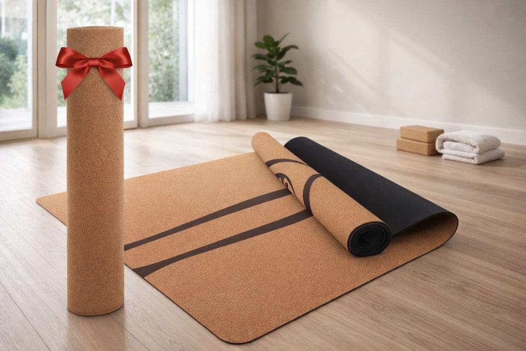 6. YOGA DOOD Cork Yoga Mat (4mm) — Best for hot yoga and grounded, sweat-heavy practice