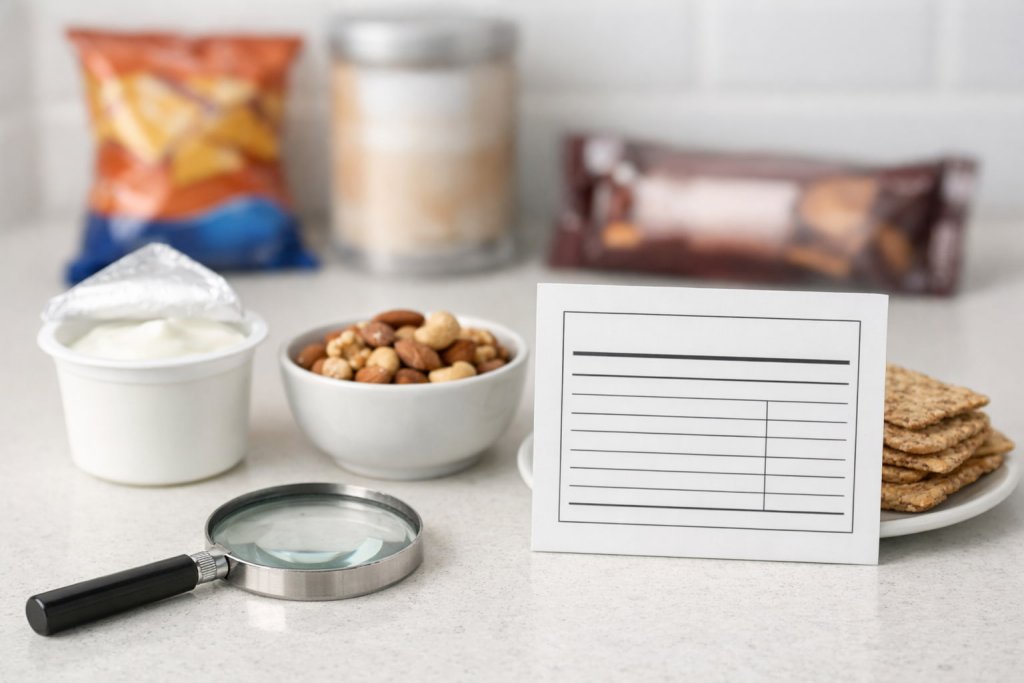 Label-reading checklist for store-bought late night snacks