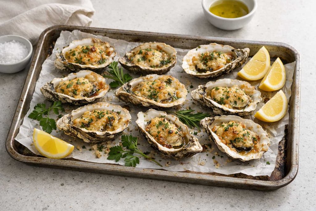 2) Oysters, Pacific, cooked