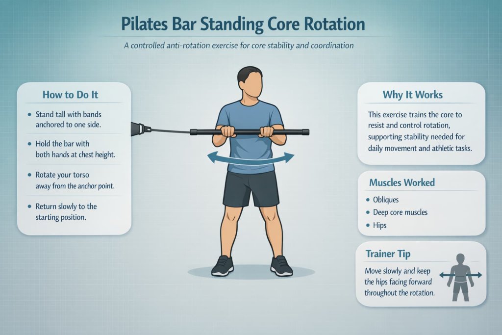 Pilates Bar Standing Core Rotation