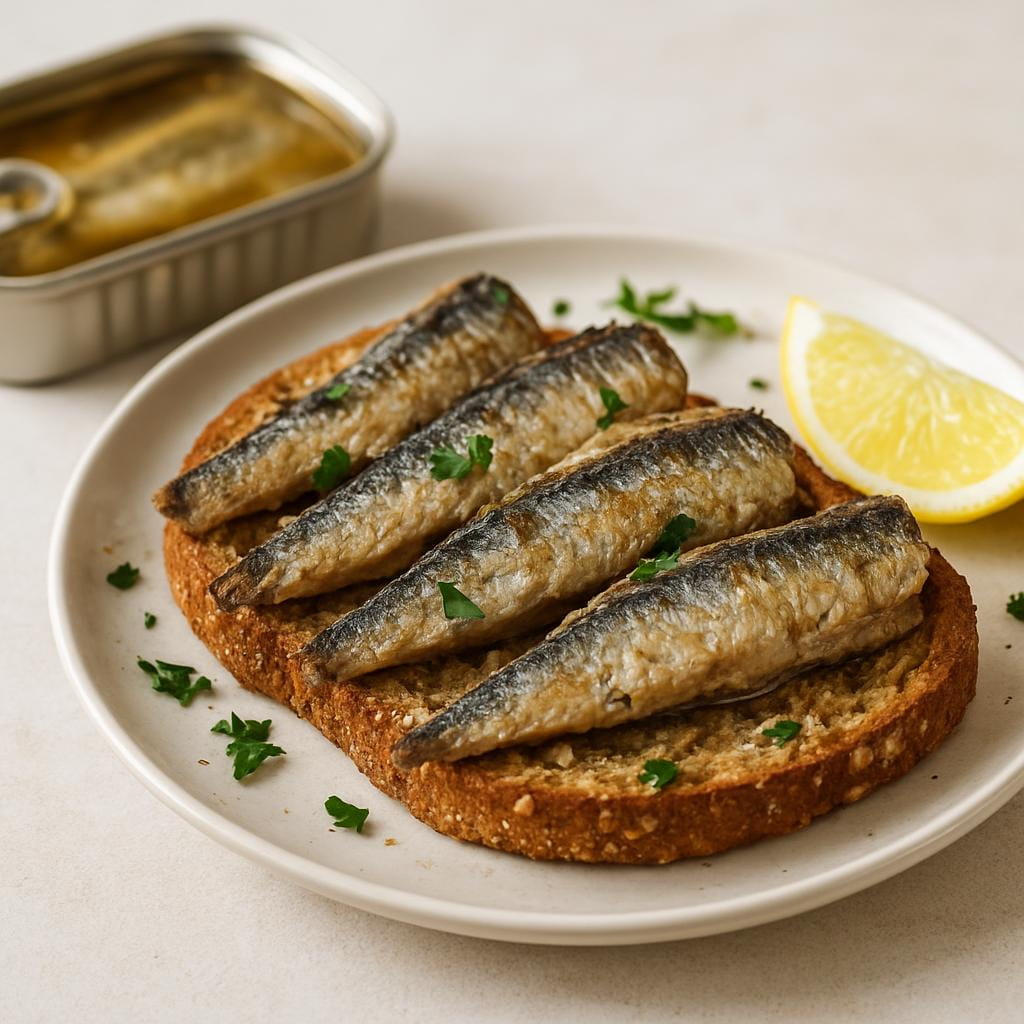 12) Sardines, canned in oil, drained (with bone)