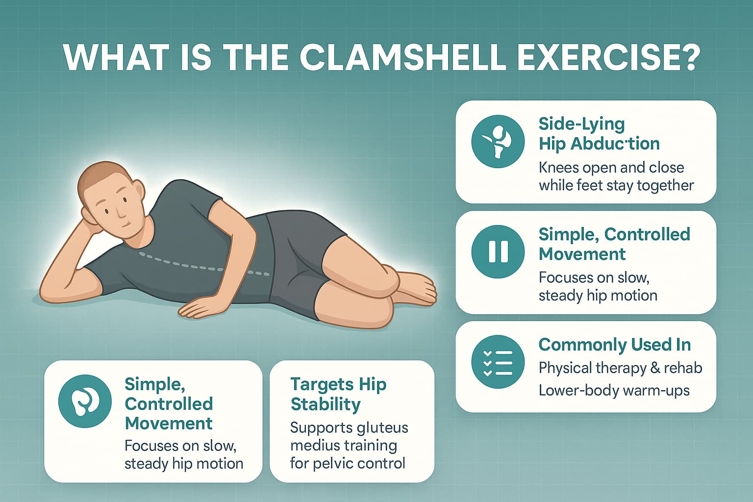 Clamshell Exercise Simple Hip Strength Move For Stability Clamshell Exercise Simple Hip Strength Move For Stability