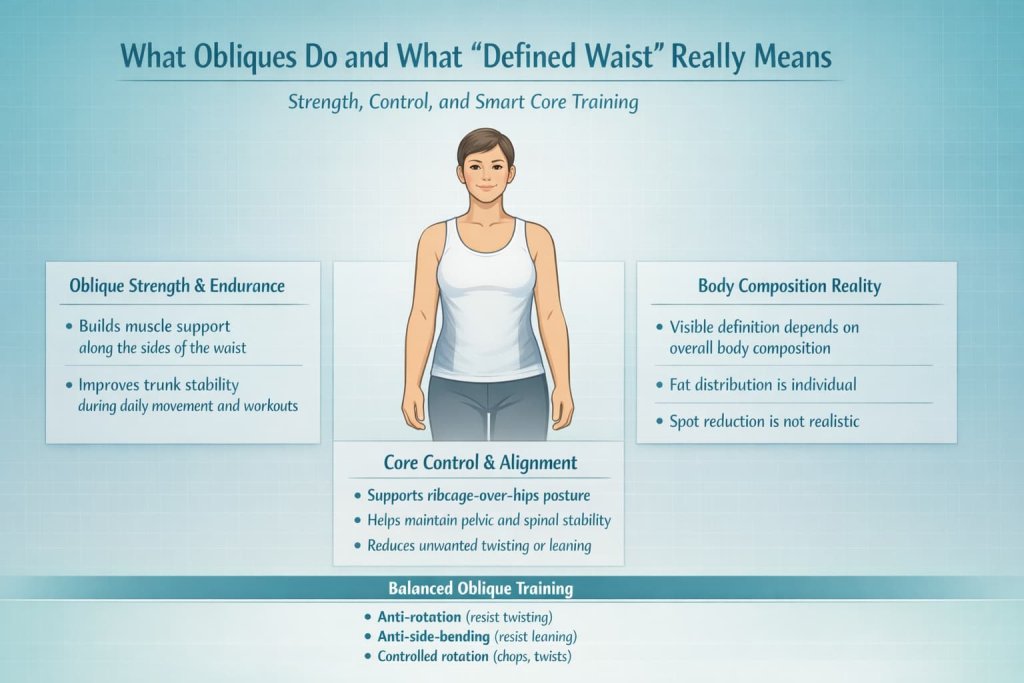 What obliques do and what “defined waist” really means