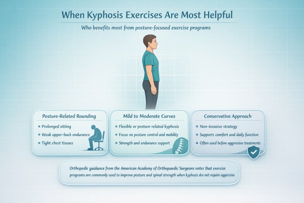 When kyphosis exercises are most helpful