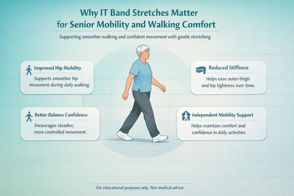 Why IT Band Stretches Matter for Senior Mobility and Walking Comfort
