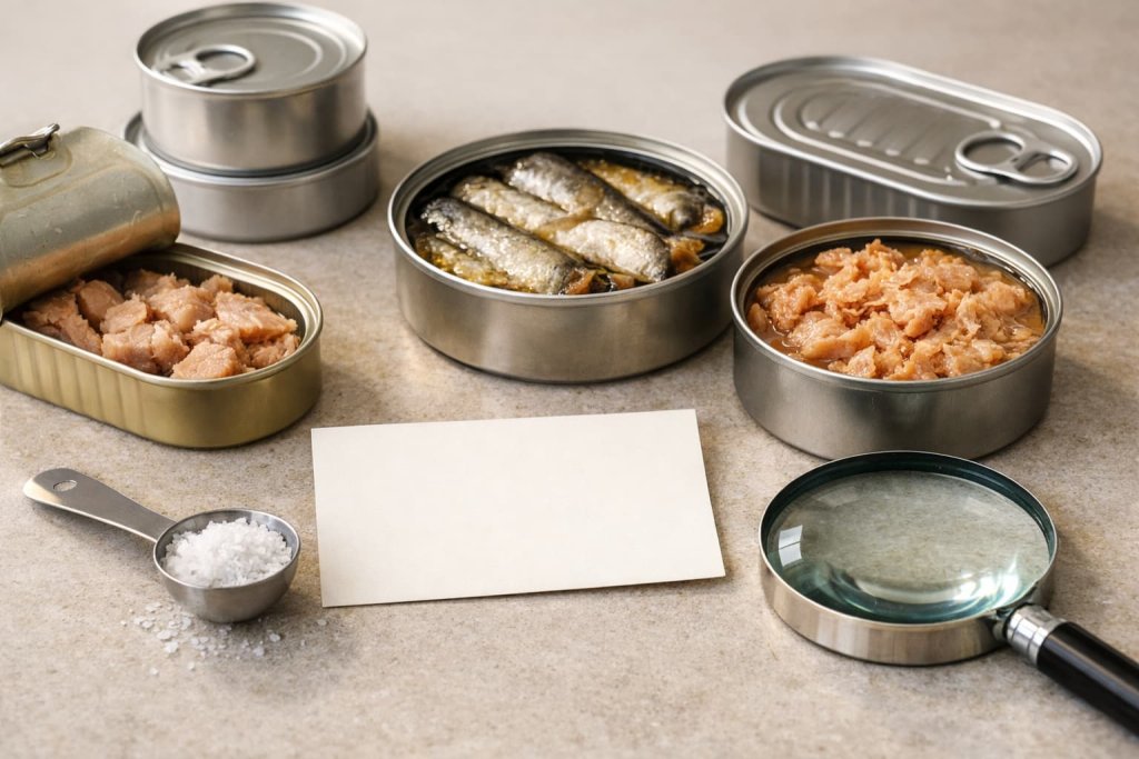 Check canned fish for sodium and added ingredients