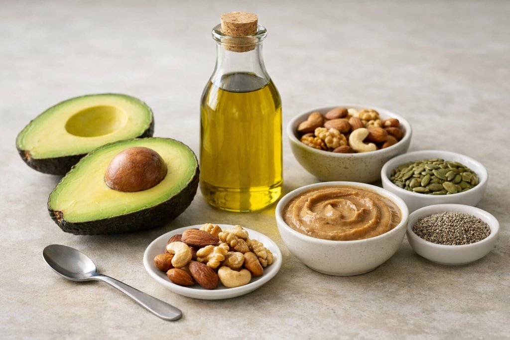 Healthy fats like olive oil or avocado