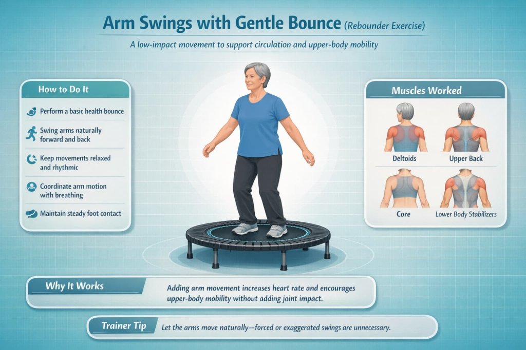  Arm Swings with Gentle Bounce Rebounder Exercises for Seniors