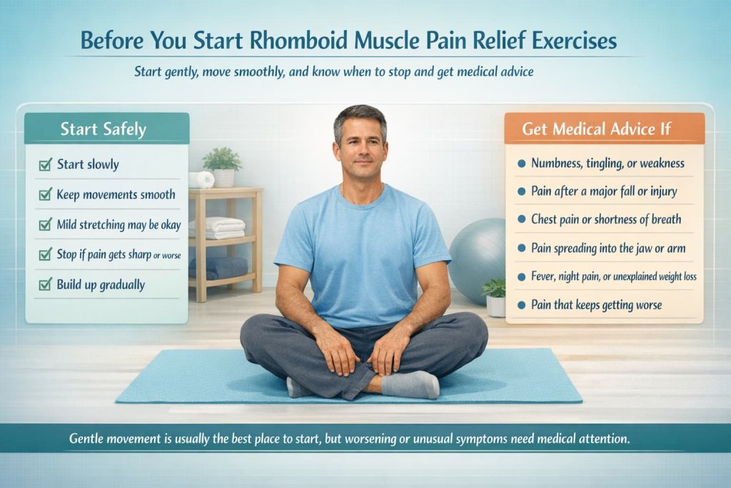 Before You Start Rhomboid Muscle Pain Relief Exercises