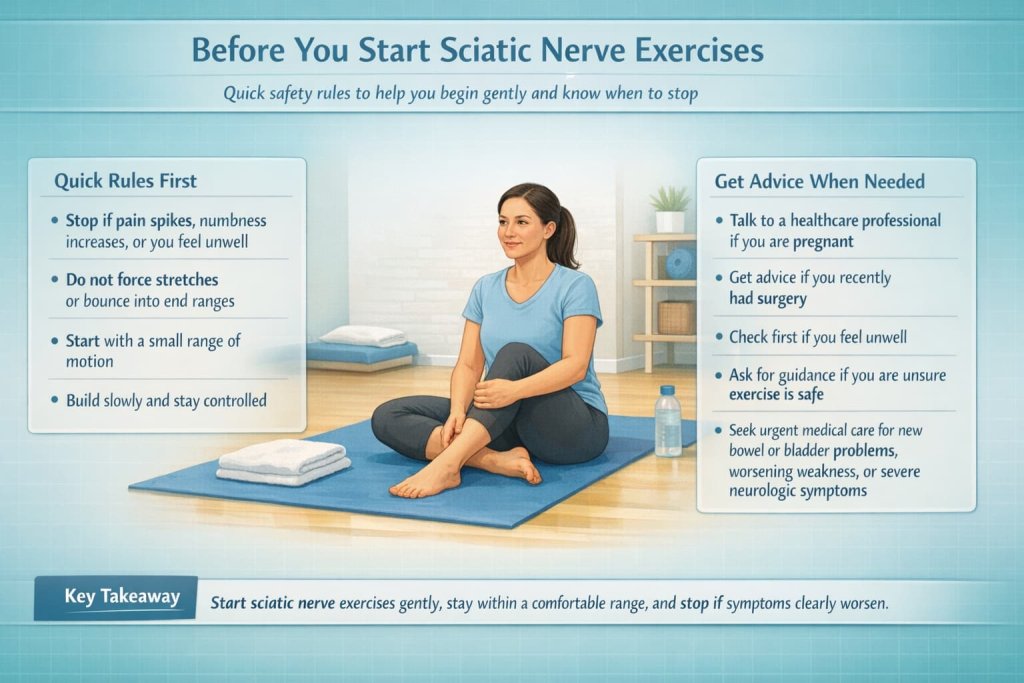 Before you start sciatic nerve exercises