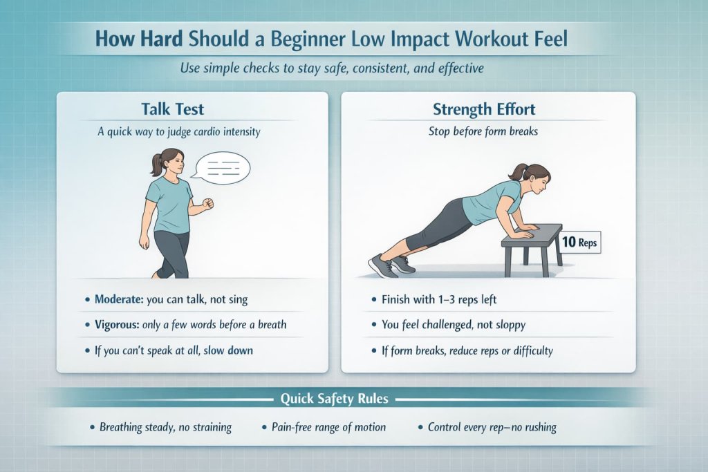 How hard should a beginner low impact workout feel