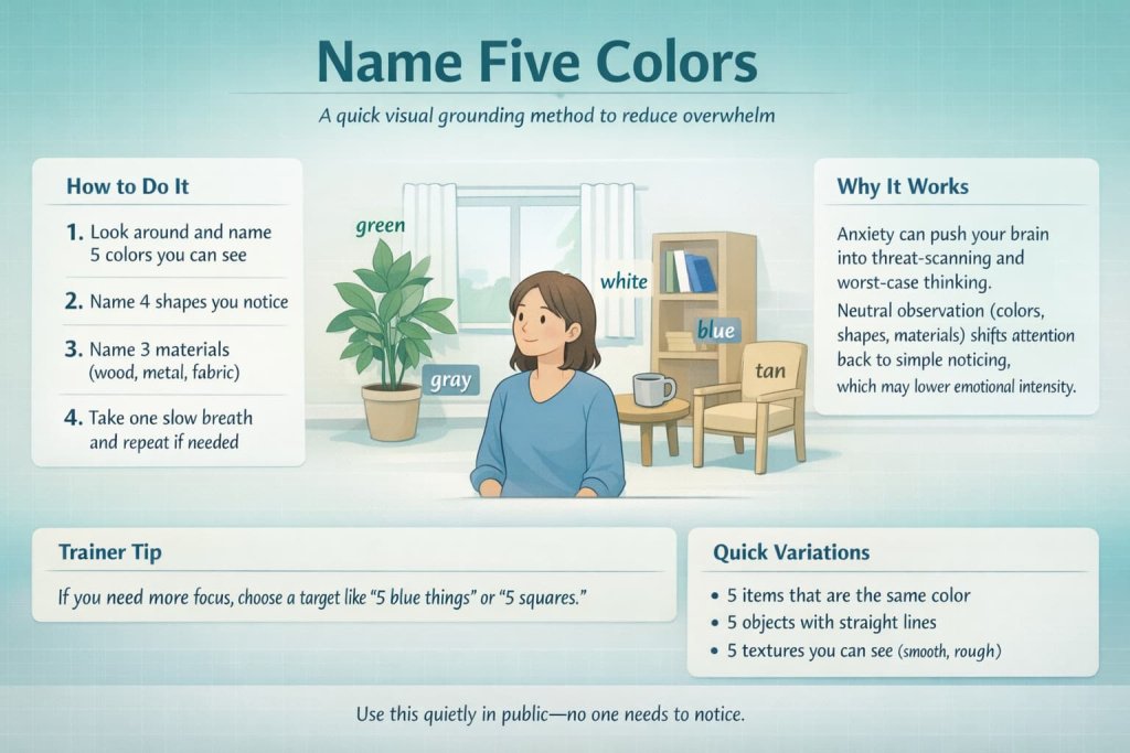 Name Five Colors grounding exercises