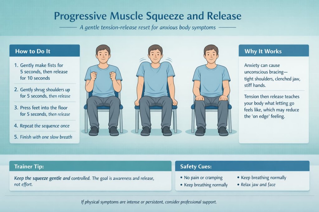 Progressive Muscle Squeeze and Release grounding exercises