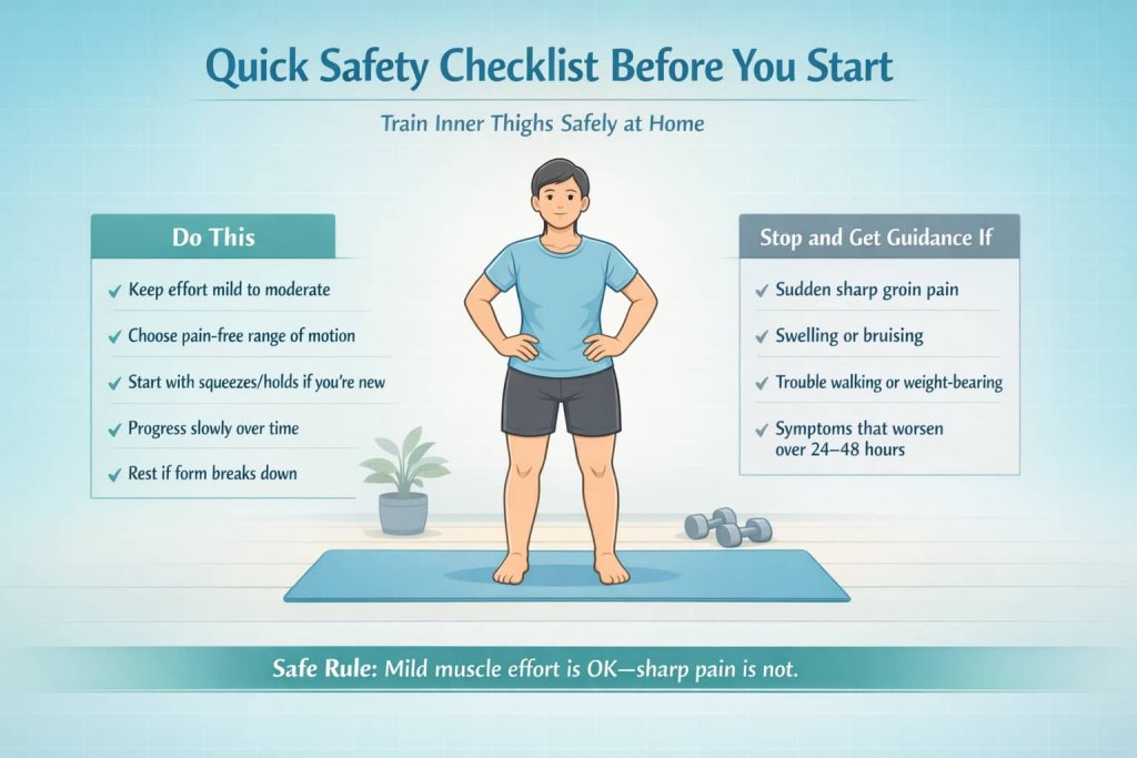 Quick safety checklist before you start Adductor exercises at home