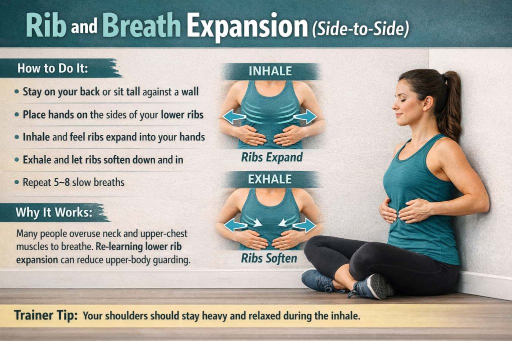 Rib and breath expansion (side-to-side)