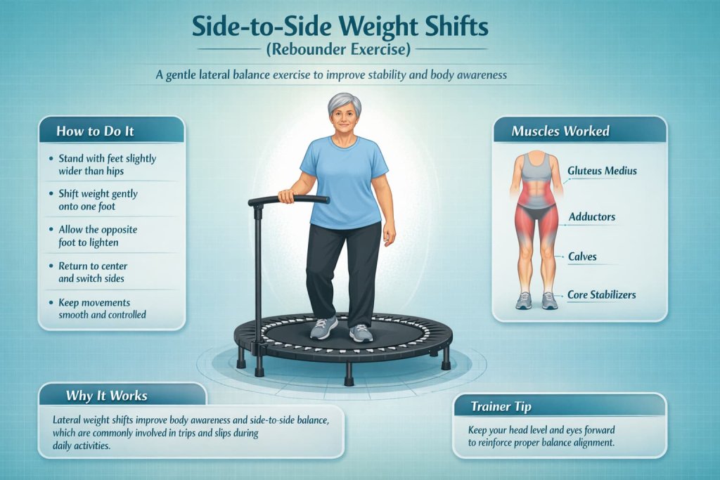 Gentle Squat Bounce Rebounder Exercises for Seniors