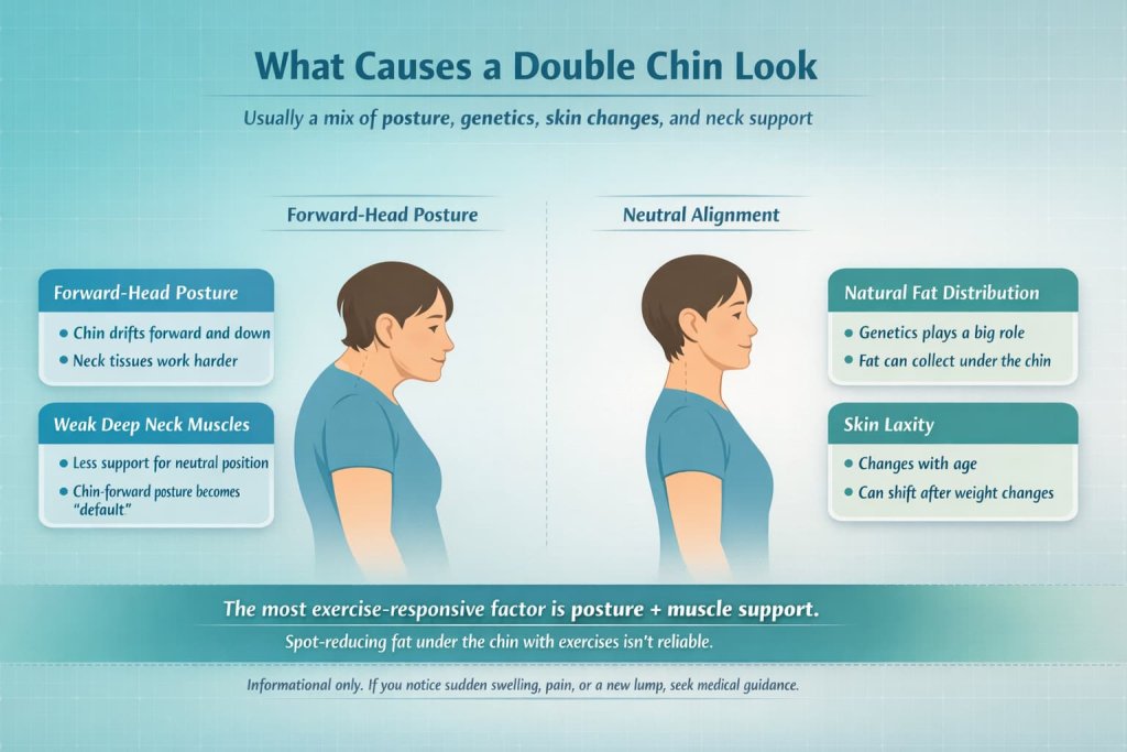 What causes a double chin look