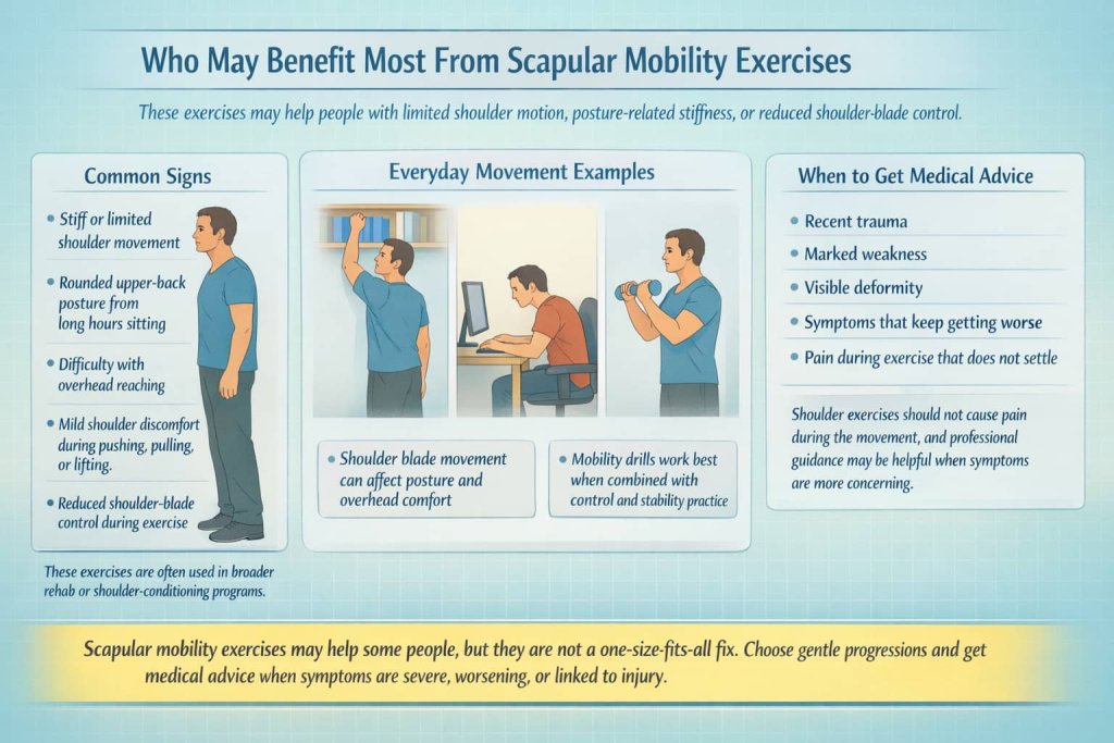 Who may benefit most from scapular mobility exercises
