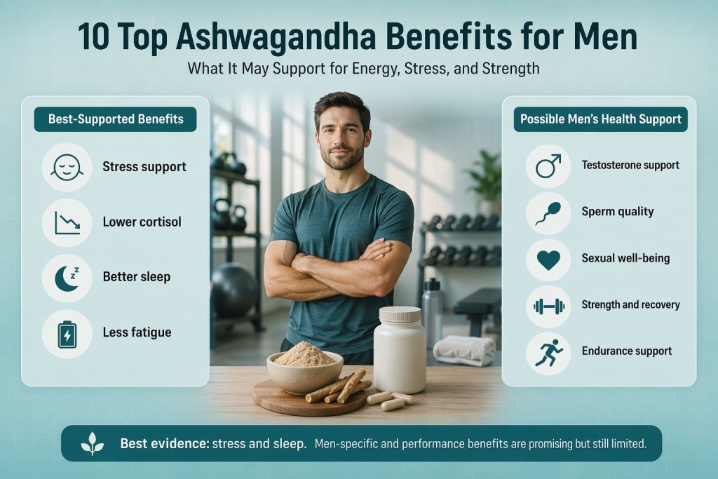 10 Ashwagandha Benefits for Men: Stress, Energy, and Strength