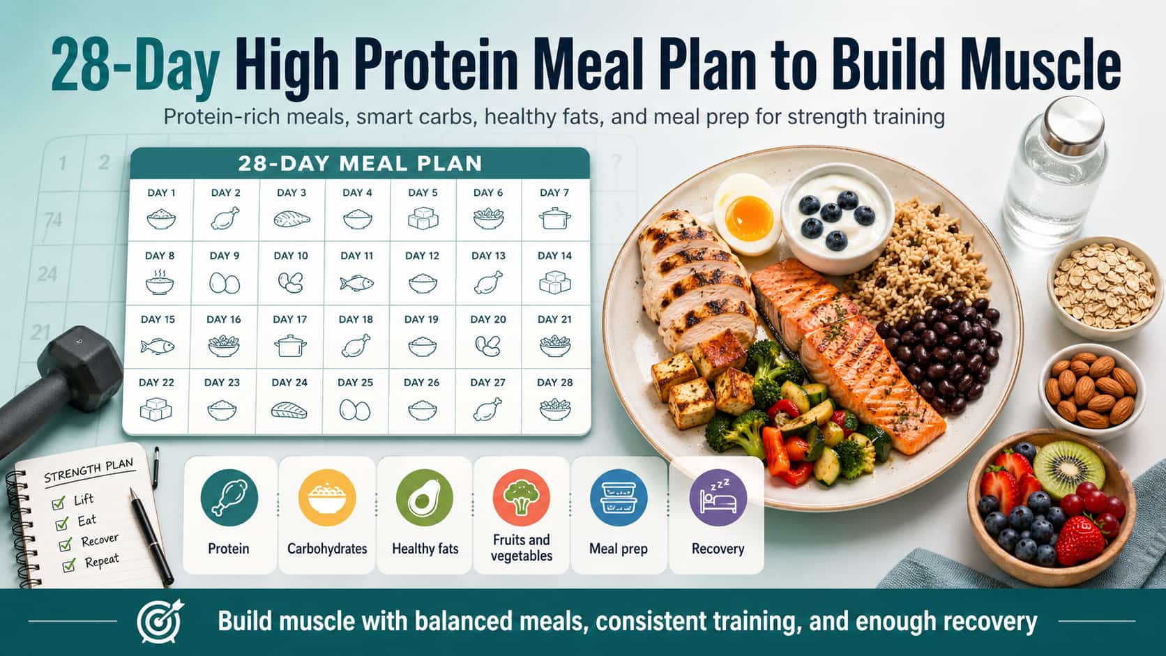 28-Day High Protein Meal Plan to Build Muscle