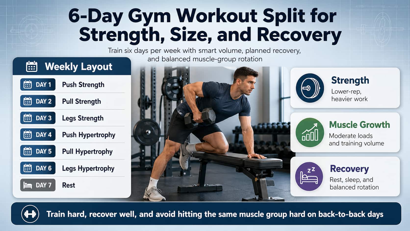 6-Day Gym Workout Split for Strength, Size, and Recovery