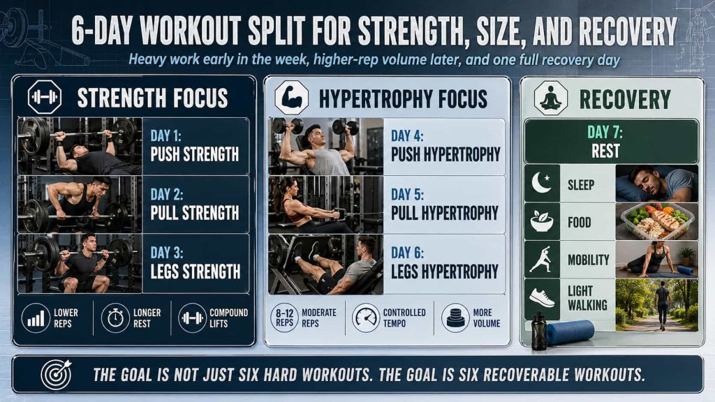 6-Day Workout Split for Strength, Size, and Recovery
