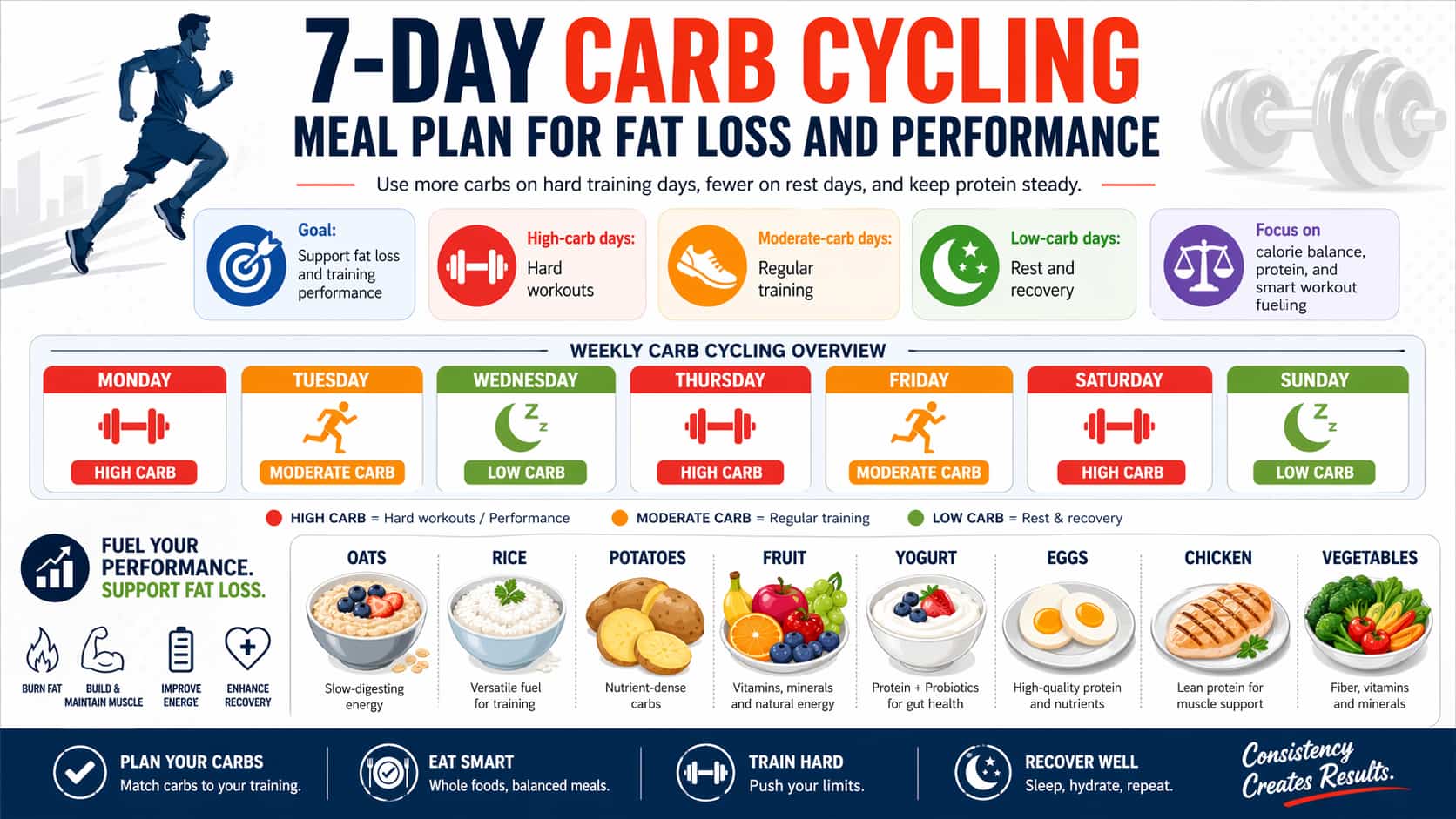 7-Day Carb Cycling Meal Plan for Fat Loss and Performance
