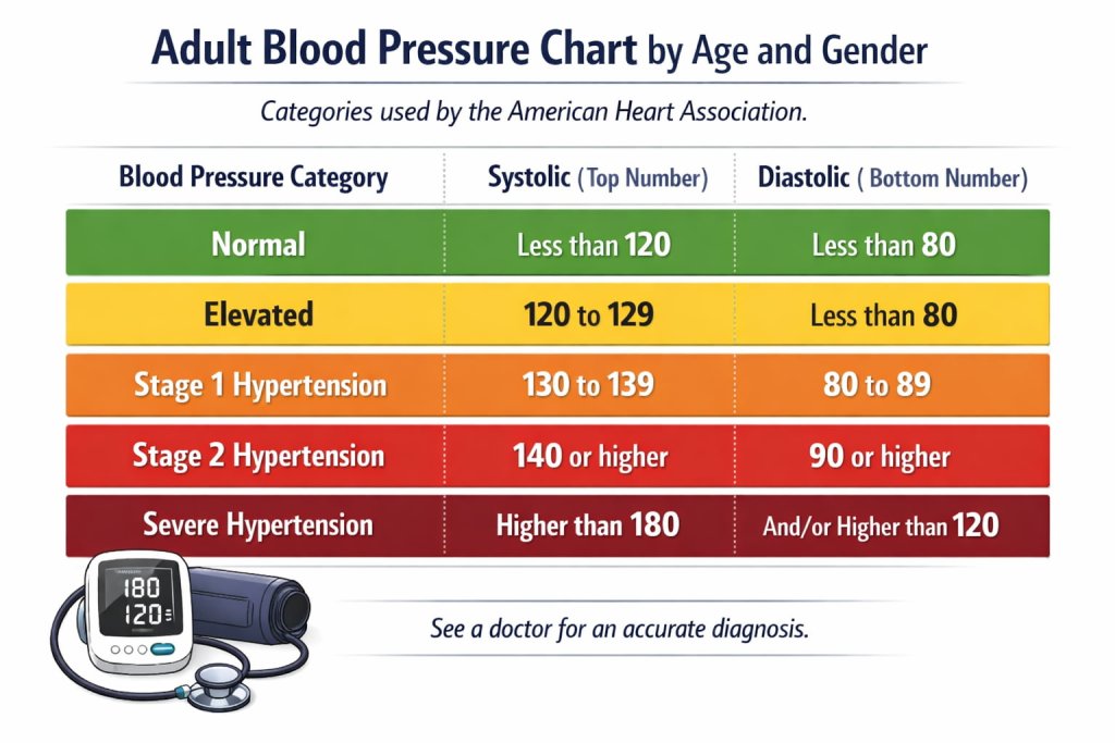 Adult Blood Pressure Chart by Age and Gender