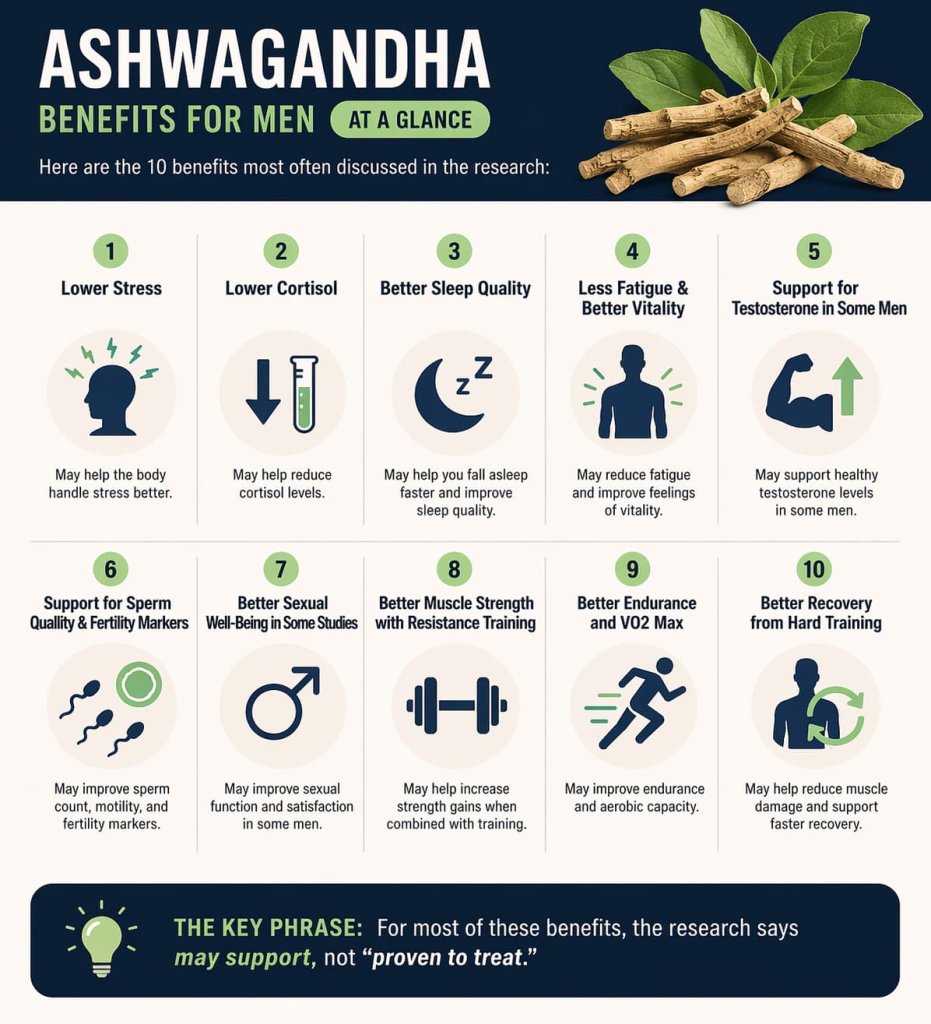 Ashwagandha benefits for men at a glance